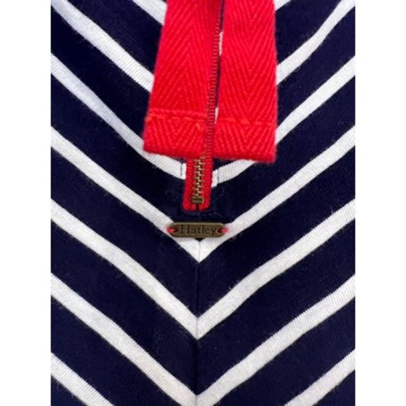 Hatley Blue White Chevron Stripes Wide Red Band Shirt Dress Size M - Picture 3 of 4